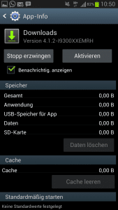 Anwendung Downloads auf Galaxy S3 aktivieren.